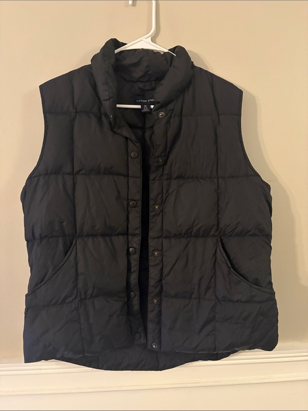 Lands' End Black Quilted Puffer Vest - Women's